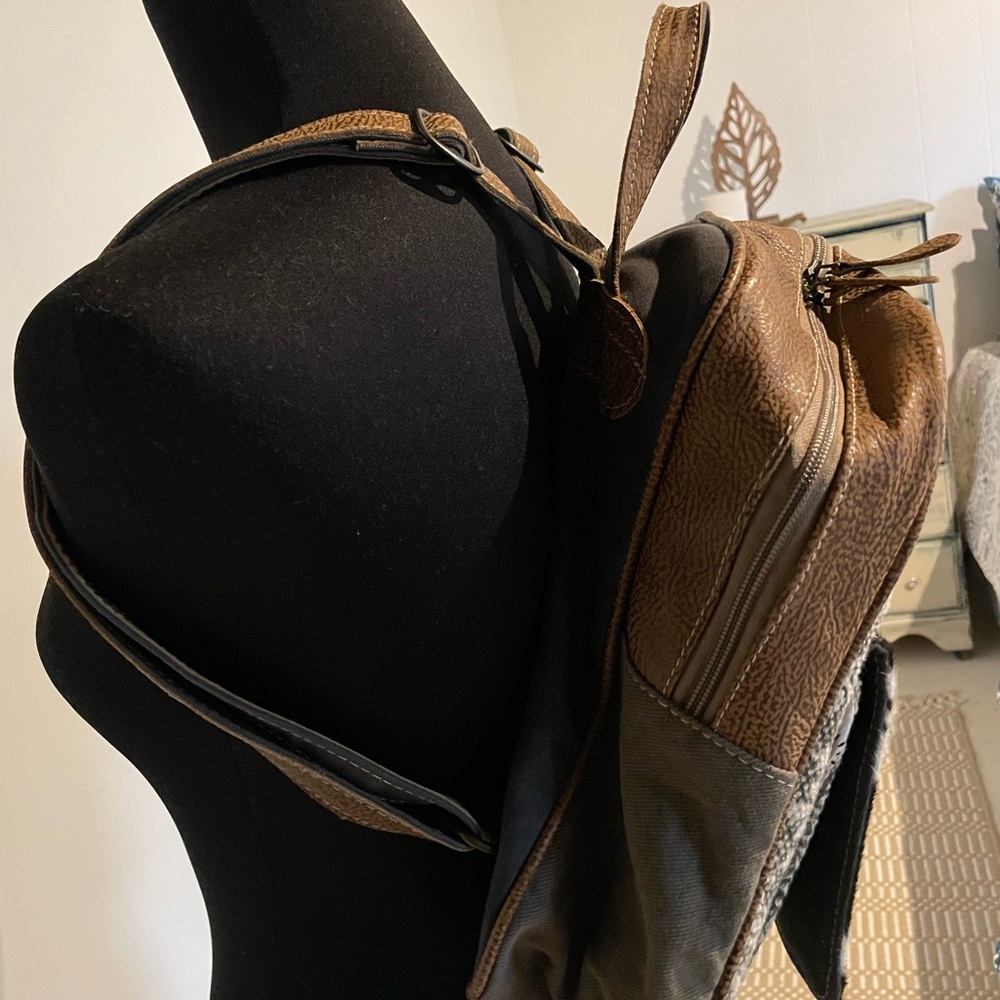 Myra Bag, Cowprint Patterned Canvas Backpack, NWOT - Picture 3 of 10